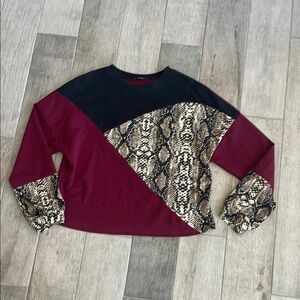 SHEIN Burgundy and Snake Print Blouse